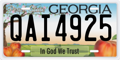GA license plate QAI4925