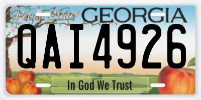 GA license plate QAI4926