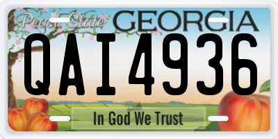 GA license plate QAI4936