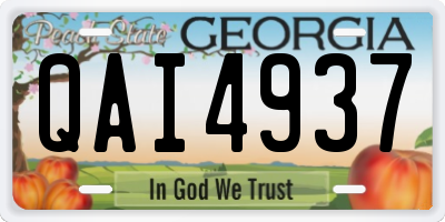 GA license plate QAI4937