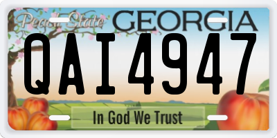GA license plate QAI4947