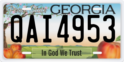 GA license plate QAI4953