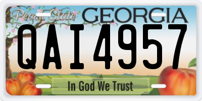 GA license plate QAI4957