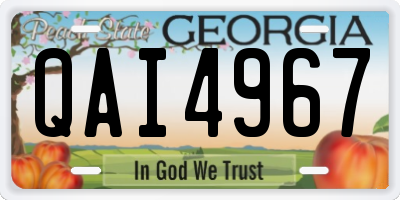 GA license plate QAI4967