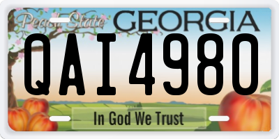 GA license plate QAI4980