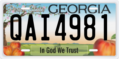 GA license plate QAI4981