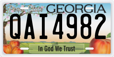 GA license plate QAI4982
