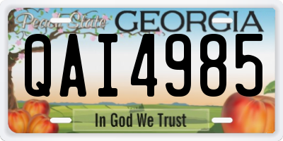 GA license plate QAI4985