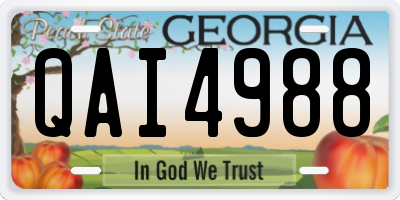 GA license plate QAI4988