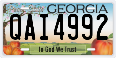 GA license plate QAI4992