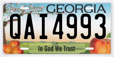 GA license plate QAI4993