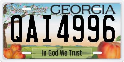 GA license plate QAI4996