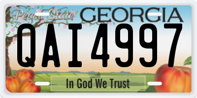 GA license plate QAI4997