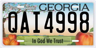 GA license plate QAI4998