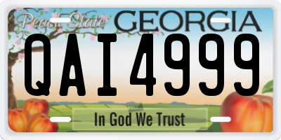 GA license plate QAI4999