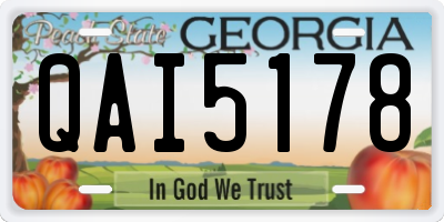GA license plate QAI5178