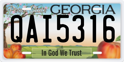 GA license plate QAI5316