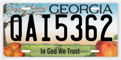 GA license plate QAI5362