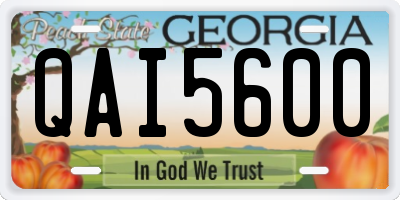 GA license plate QAI5600