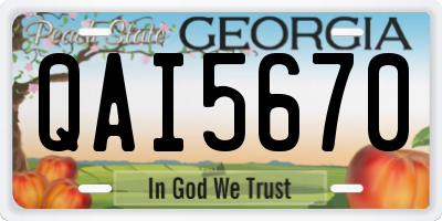 GA license plate QAI5670