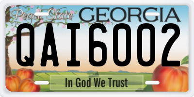 GA license plate QAI6002