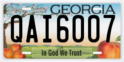 GA license plate QAI6007