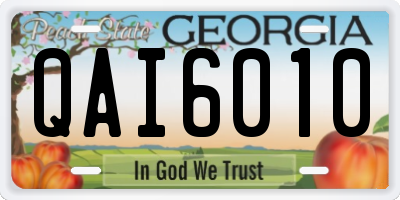 GA license plate QAI6010