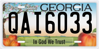 GA license plate QAI6033