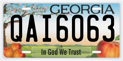 GA license plate QAI6063