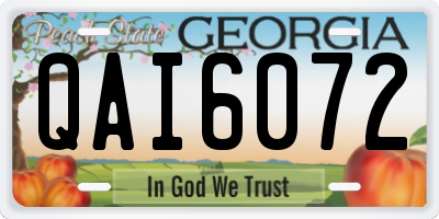 GA license plate QAI6072