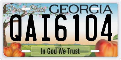 GA license plate QAI6104