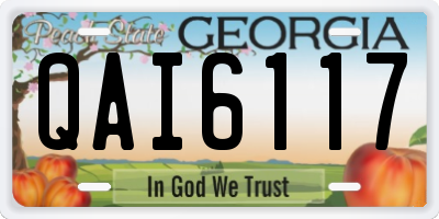 GA license plate QAI6117