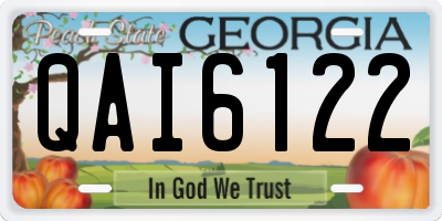 GA license plate QAI6122