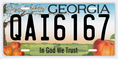 GA license plate QAI6167