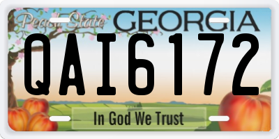 GA license plate QAI6172