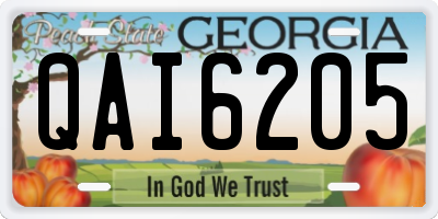 GA license plate QAI6205
