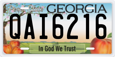 GA license plate QAI6216