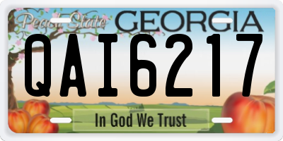GA license plate QAI6217
