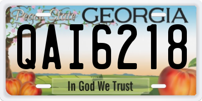 GA license plate QAI6218