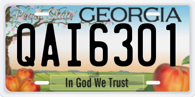 GA license plate QAI6301