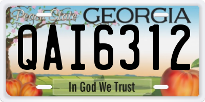 GA license plate QAI6312
