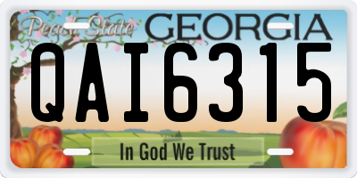 GA license plate QAI6315