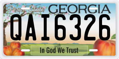 GA license plate QAI6326