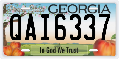 GA license plate QAI6337