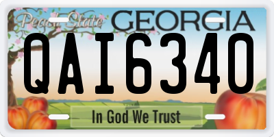 GA license plate QAI6340