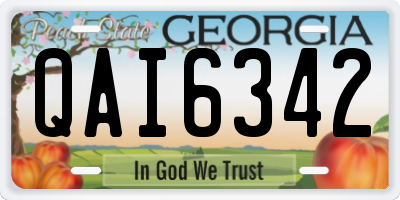 GA license plate QAI6342