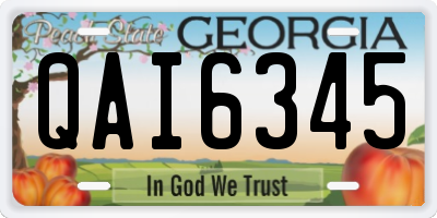 GA license plate QAI6345
