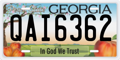 GA license plate QAI6362