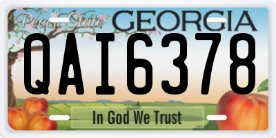 GA license plate QAI6378