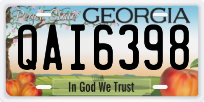 GA license plate QAI6398